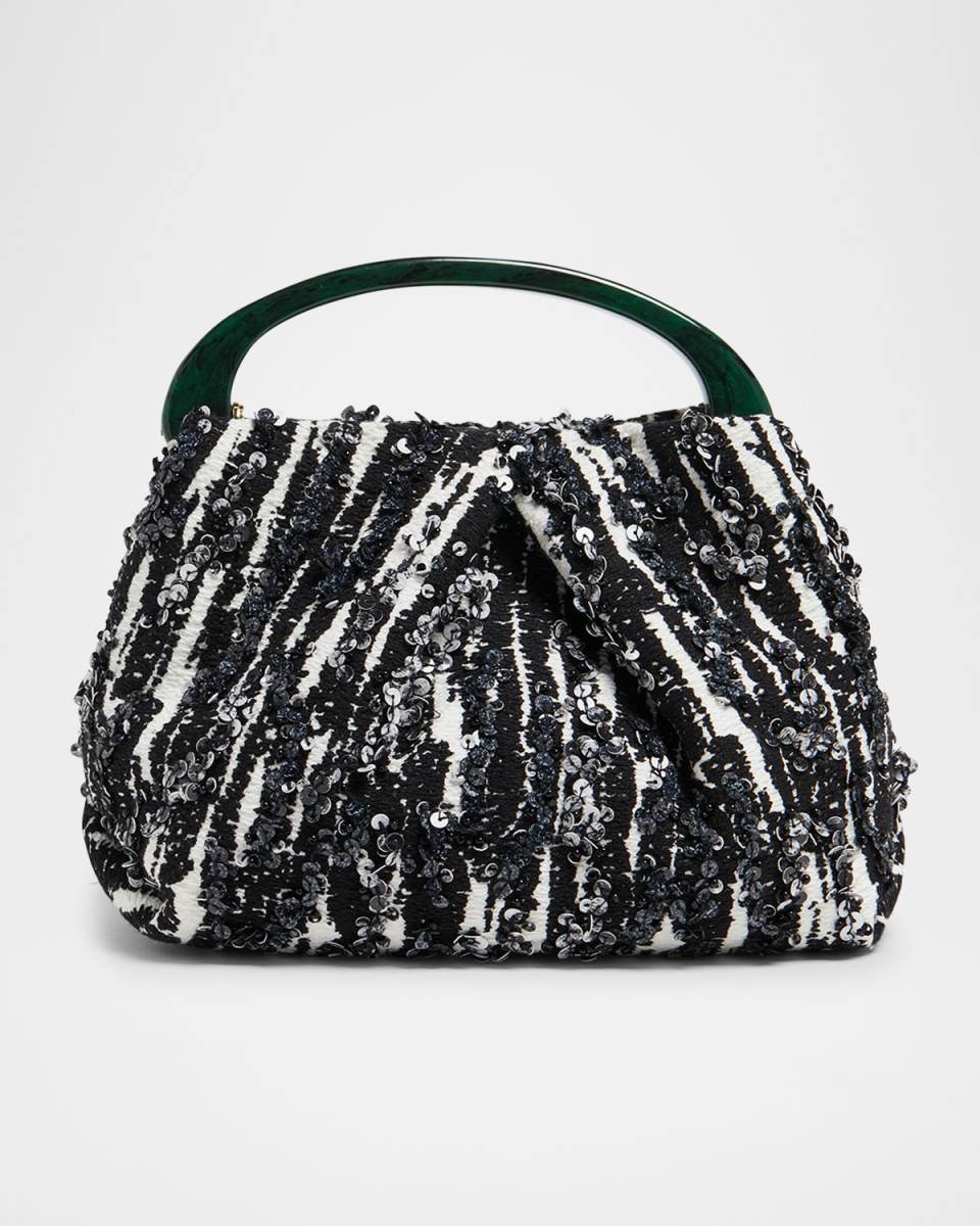 Sequin-Embellished Jacquard Mini Crossbody Bag